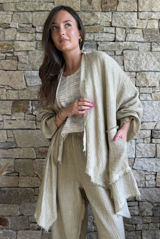 Rustic Nature Bubble Cotton Waterfall Jacket Washed Oat